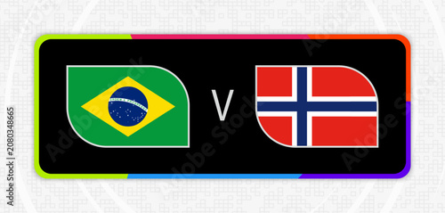 Brazil vs Norway Match in Knockout stage Flag Graphic Banner.