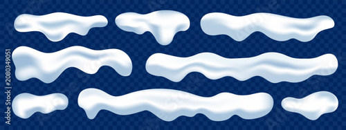 Obraz na plátně Set of realistic winter snow caps vector elements