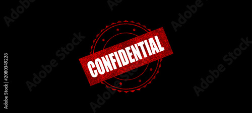 Confidential Red Rubber Stamp Seal Vector Illustration.