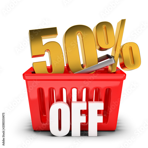 50 percent discount in the shopping basket