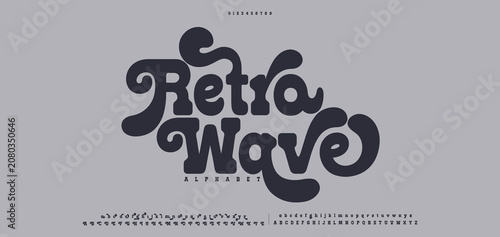 Retro Wave Abstract Fashion font alphabet. Minimal modern urban fonts for logo, brand etc. Typography typeface uppercase lowercase and number. vector illustration