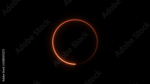 Glowing orange neon circle loading animation on black background, progress