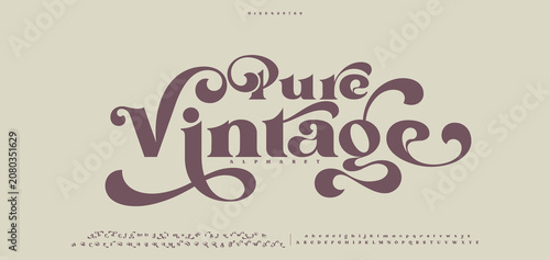 Elegant ligature alphabet letters font logo. Typography luxury classic lettering serif fonts decorative wedding vintage retro logos, design for fashion, beauty shop and brand . vector illustration
