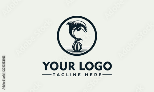 Schilderij op canvas Creative Dolphin Aquatic Life Vector Logo Illustration Design Concept