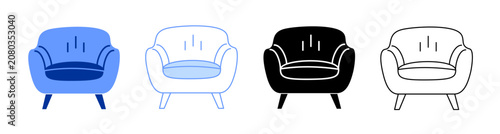Armchair Icon Set Multiple Style