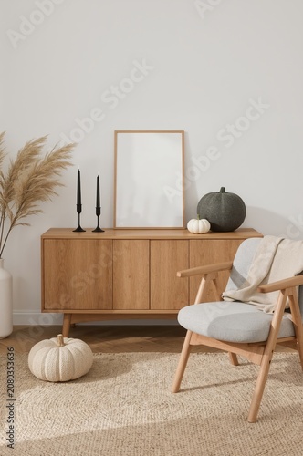 Modern Living Room With Wooden Furniture and Decorative Items During Daytime