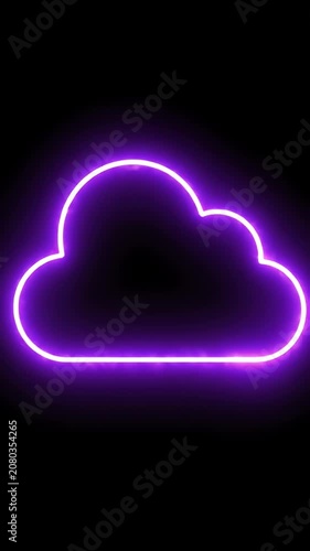 Glowing purple neon cloud outline on black background.