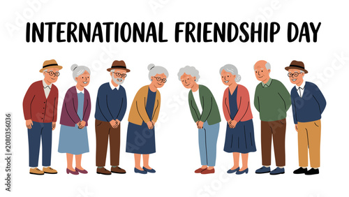Принти на полотні A Warm Embrace: A group of elderly friends gather to celebrate International Friendship Day, showcasing the enduring bonds of companionship and shared history