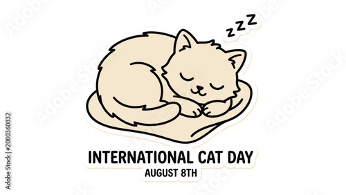 Obraz na plátne Sleeping Cat for International Cat Day