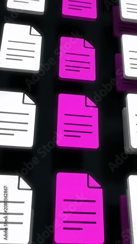 Pattern of document icons with pink highlights.