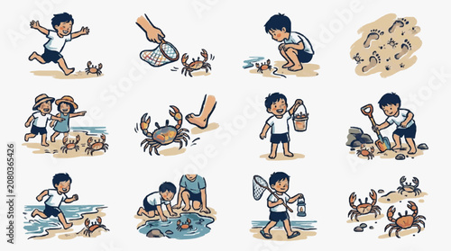 Photography Vector illustration set of diverse cartoon animals and people.