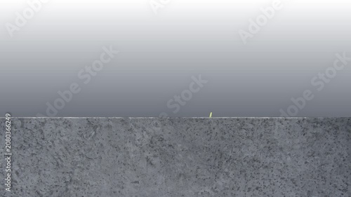 Small lizard crawls along the edge of a gray concrete wall and disappears from view against a simple gradient background