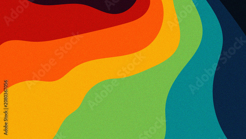 Fotografie Abstract Colorful Flowing Wave Background with Rainbow Curves and Vibrant Vector