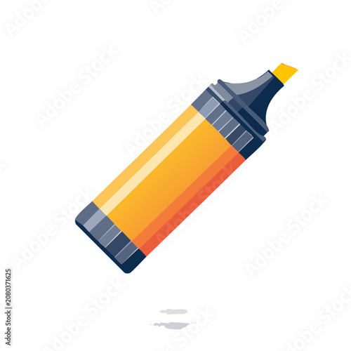 Flat illustration of a yellow highlighter pen