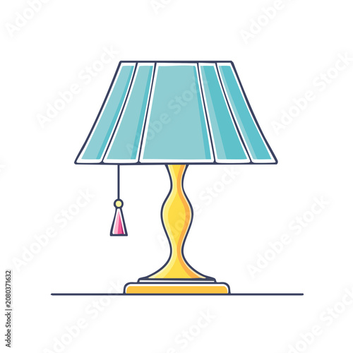 Flat illustration of a table lamp with turquoise shade