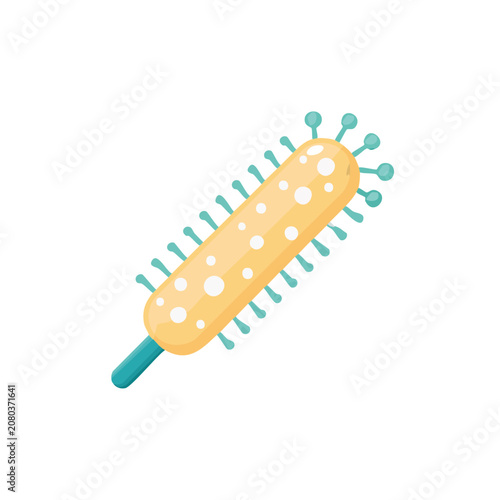 Flat vector illustration of a hairbrush with teal bristles