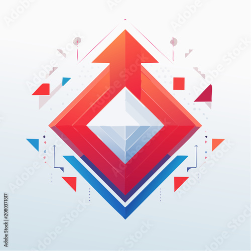 Abstract 3D Geometric Arrow Diamond Vector
