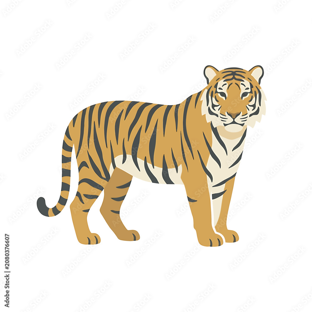 Obraz premium Tiger standing in alert posture strong.