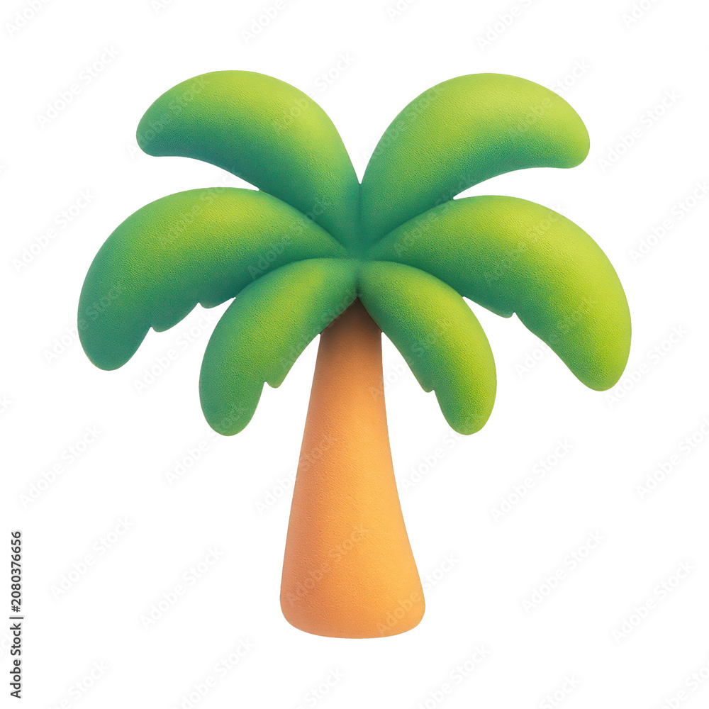 Fototapeta premium PNG Vibrant 3D palm tree illustration.