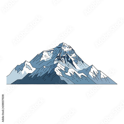 Принти на полотні Snowy Mountain Peaks Landscape Illustration.