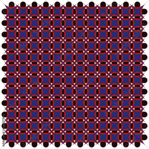 Blue And Red Geometric Eye Shaped Seamless Pattern With Dark Background Decorative Abstract Texture.eps