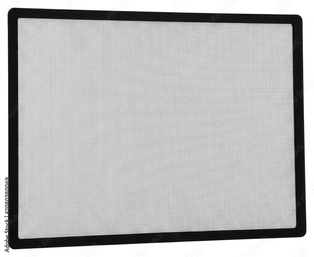 Fototapeta premium Rectangular black frame window fly screen mesh cut out on transparent background