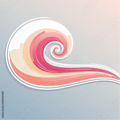 Abstract pink and red wave spiral vector design