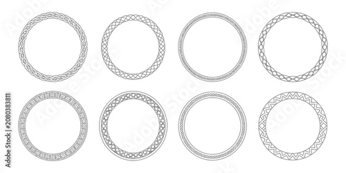 Quadro su tela Celtic circle frames vector set featuring vintage round border designs with intr