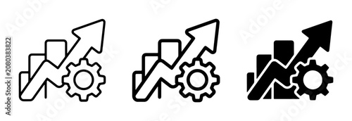 Growth Chart Icons, Business Performance Analytics, Strategy Development, Efficiency Improvement, Data Visualization, Vector Set