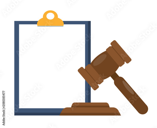 Clipboard and Gavel Illustration