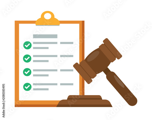 Clipboard and Gavel Illustration