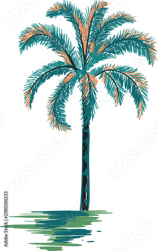 Hand-Drawn-Palm-Tree-Vector-Illustration-Black-And-White-Ink-Sketch-Isolated-On-White-Background