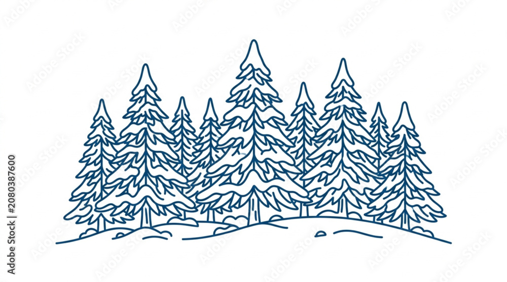 Obraz premium Winter Forest Scene With Snow Covered Pine Trees.