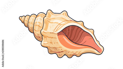 Φωτογραφία Cartoon whelk seashell icon with spiral marine shell detail