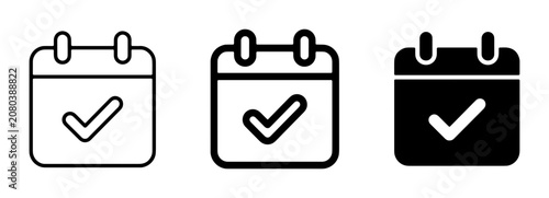 Calendar Icons with Checkmark: Simple, Modern, and Versatile Vector Graphics for Scheduling, Planning, and Task Management