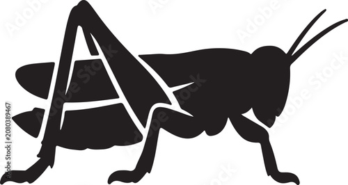 Fotografía Grasshopper silhouette vector insect icon