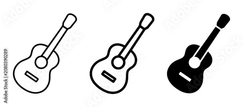 Foto Acoustic Guitar Icons, Musical Instrument Vector Graphics, Simple Outline and Si