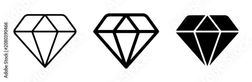 Fotografía Diamond Icons Set, Gemstone Symbols, Precious Stone Graphics, Jewelry Design Ele