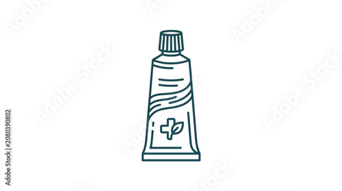 Canvas Print Tube of cream with plant symbol and cross.