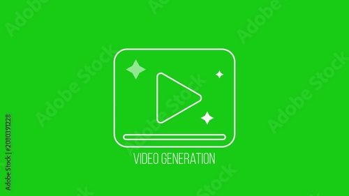 Icon animation for creating videos using artificial intelligence on a chroma key background. 4K