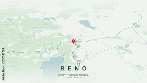 Tableau sur toile Modern minimalist vector map of Reno, Nevada