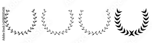 Fotografie Isolated black laurels branches set