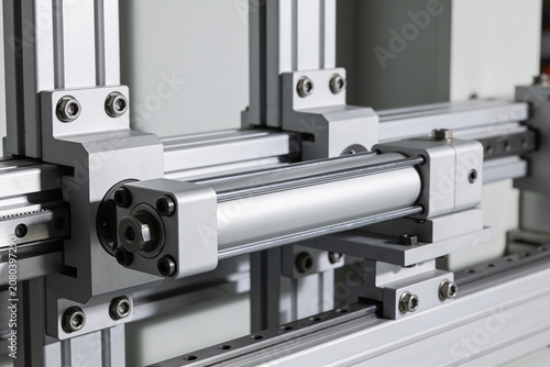Schilderij op canvas Precision linear actuator system with pneumatic cylinder and aluminum extrusion