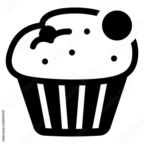 Cupcake Cherry Solid Icon, Dessert Bakery, Pastry Confectionery