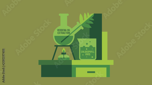 Foto Verbena Oil Herb Chlorophyll Vivid Extraction Modernist Green