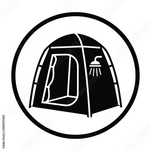 Fotografie Black and white tent with shower icon