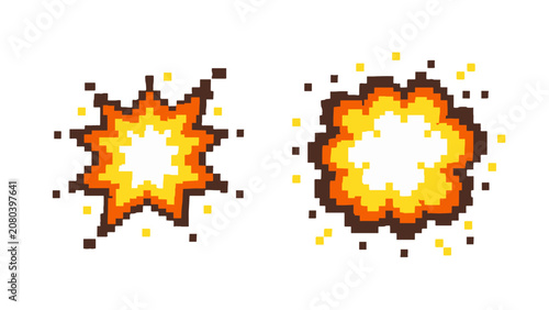 Obraz na plátně Pixel art explosion burst animation frames isolated on white