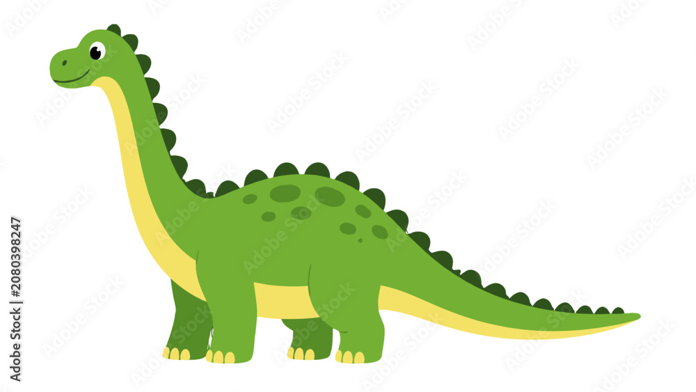 Fototapeta premium Cute green cartoon dinosaur isolated on white background