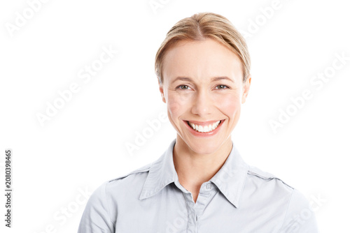 Konstfotografi Confident, businesswoman and happy portrait in studio for banking, risk management and about us
