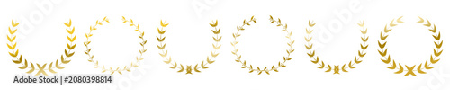 Tableau sur toile Classic gold silhouette circular laurel foliate, wheat and oak wreaths depicting an award, achievement, heraldry, nobility on white background